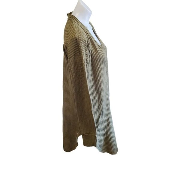 Hem & Thread Soft Cozy Olive Green Waffle Knit Oversized Cardigan Small-Large - Picture 3 of 10